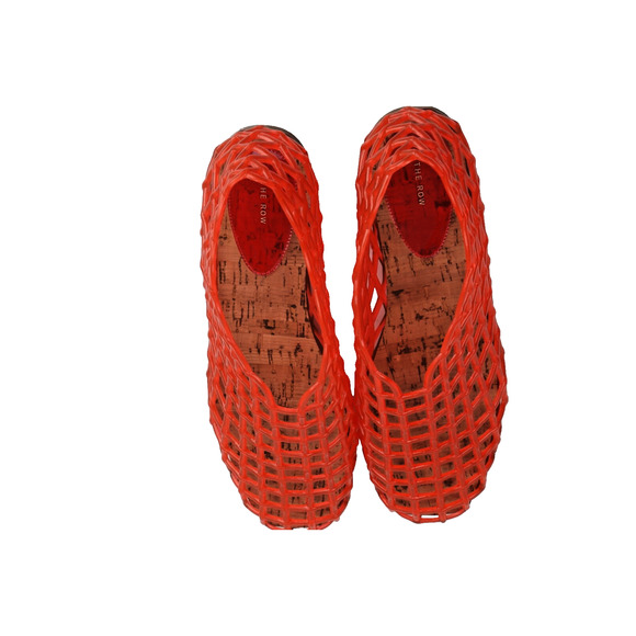 The Row Mara Red Fishnet Jelly PVC Cut Out Cage Flat Sandals Designer Shoes 37 - Picture 9 of 16